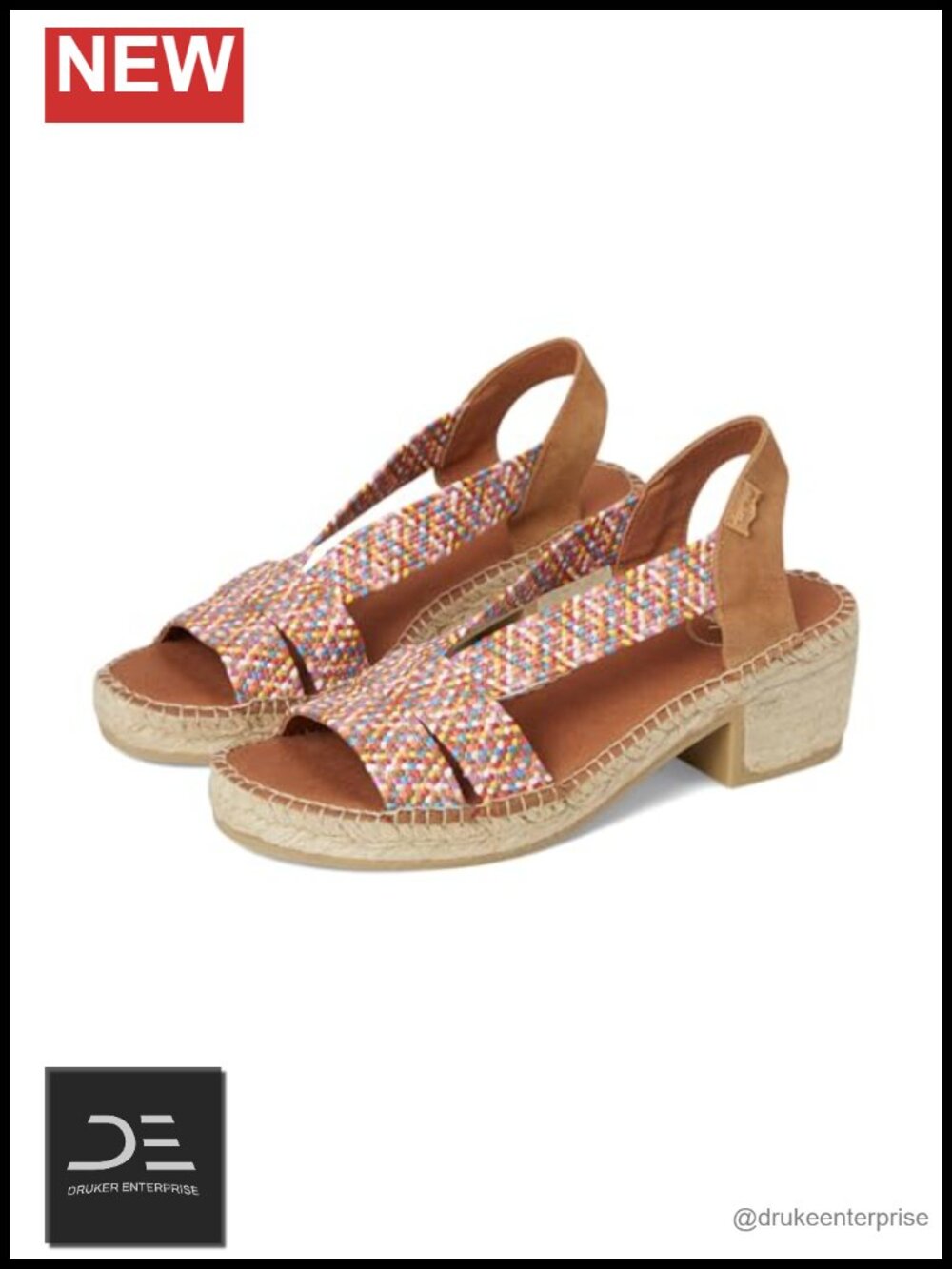 Woven Platform Espadrille Slingback Sandals Block Heel Leather Lining